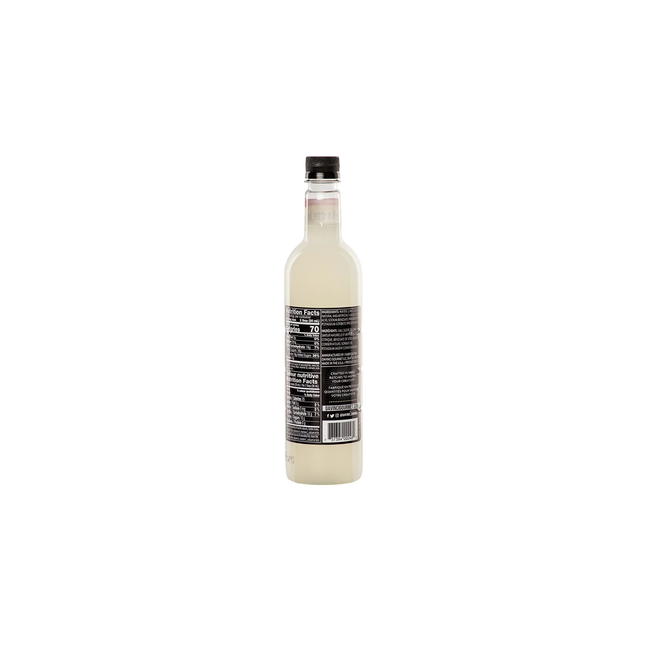 DaVinci Gourmet primer plano del jarabe que destaca su textura fluida y mezcla fácil