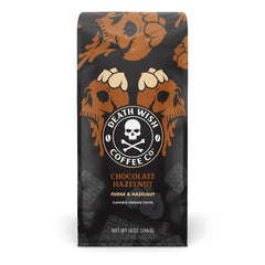 Death Wish Coffee vista frontal de la bolsa mostrando sabor y fuerza