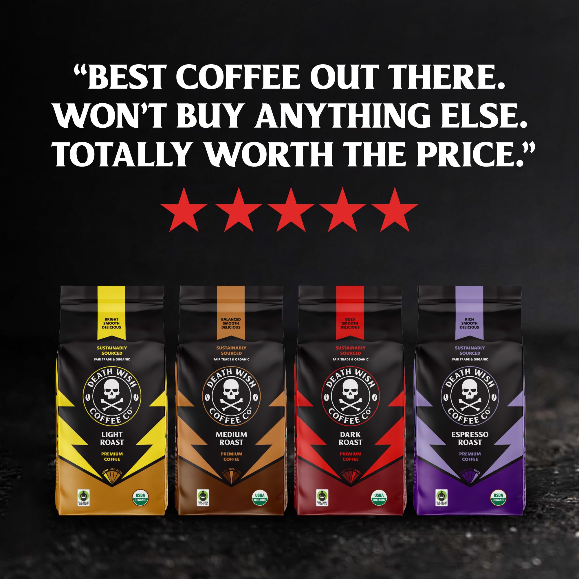 Death Wish Coffee escena de desayuno mostrando uso cotidiano y energía