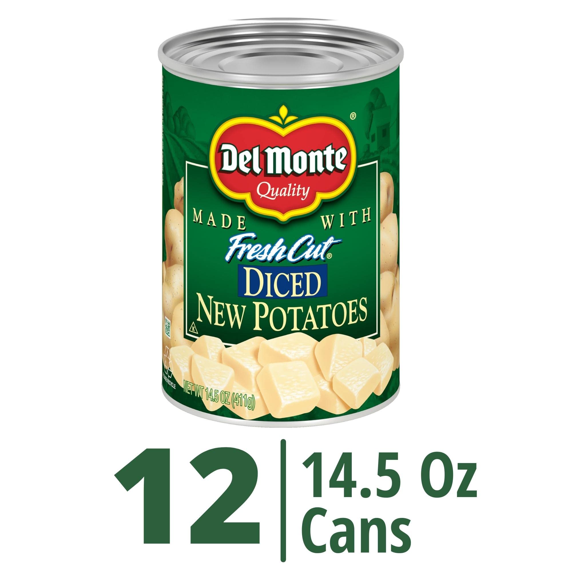 Del Monte primer plano de textura de patata en dados, facilita cocción uniforme