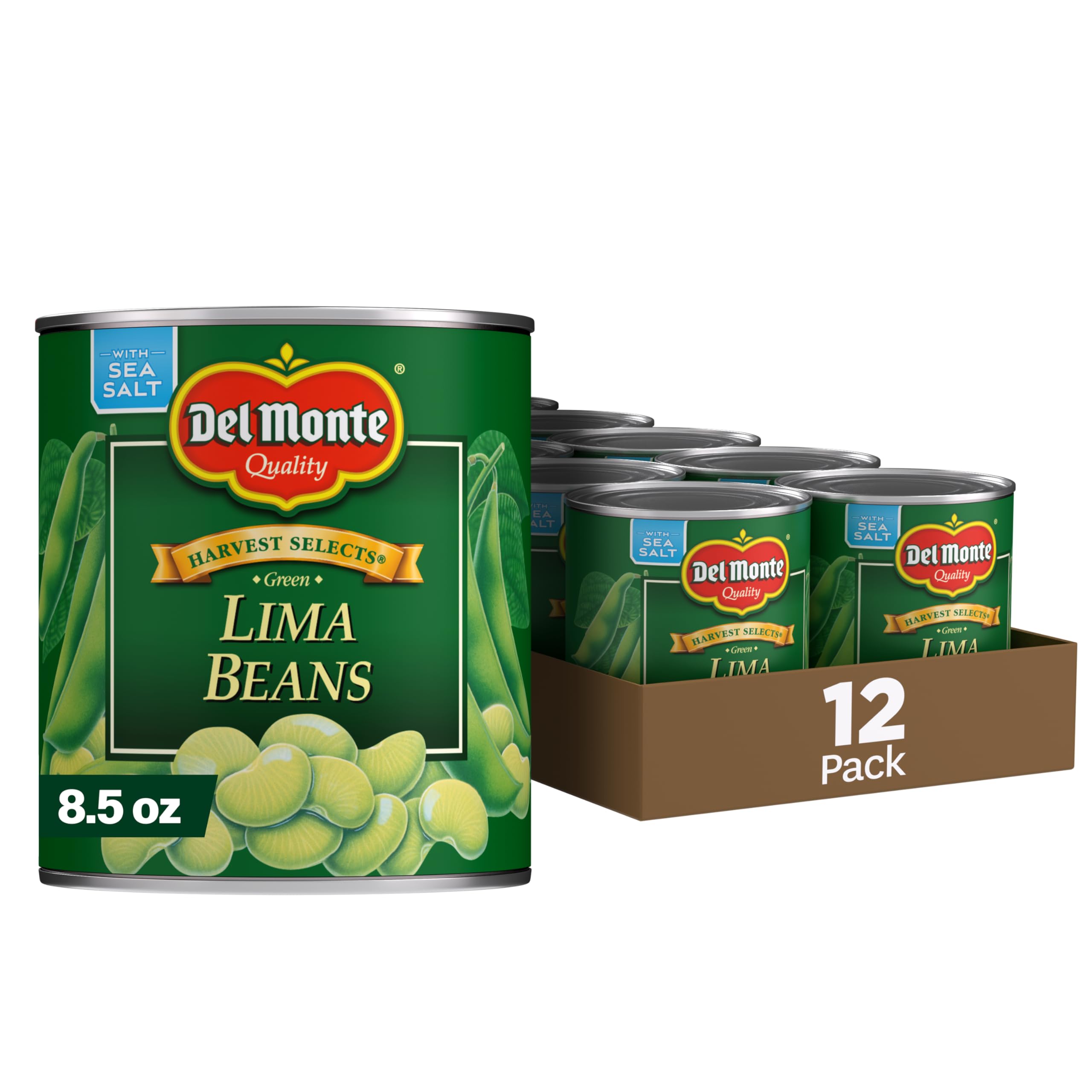 Del Monte frontal de la lata mostrando la etiqueta y beneficio práctico