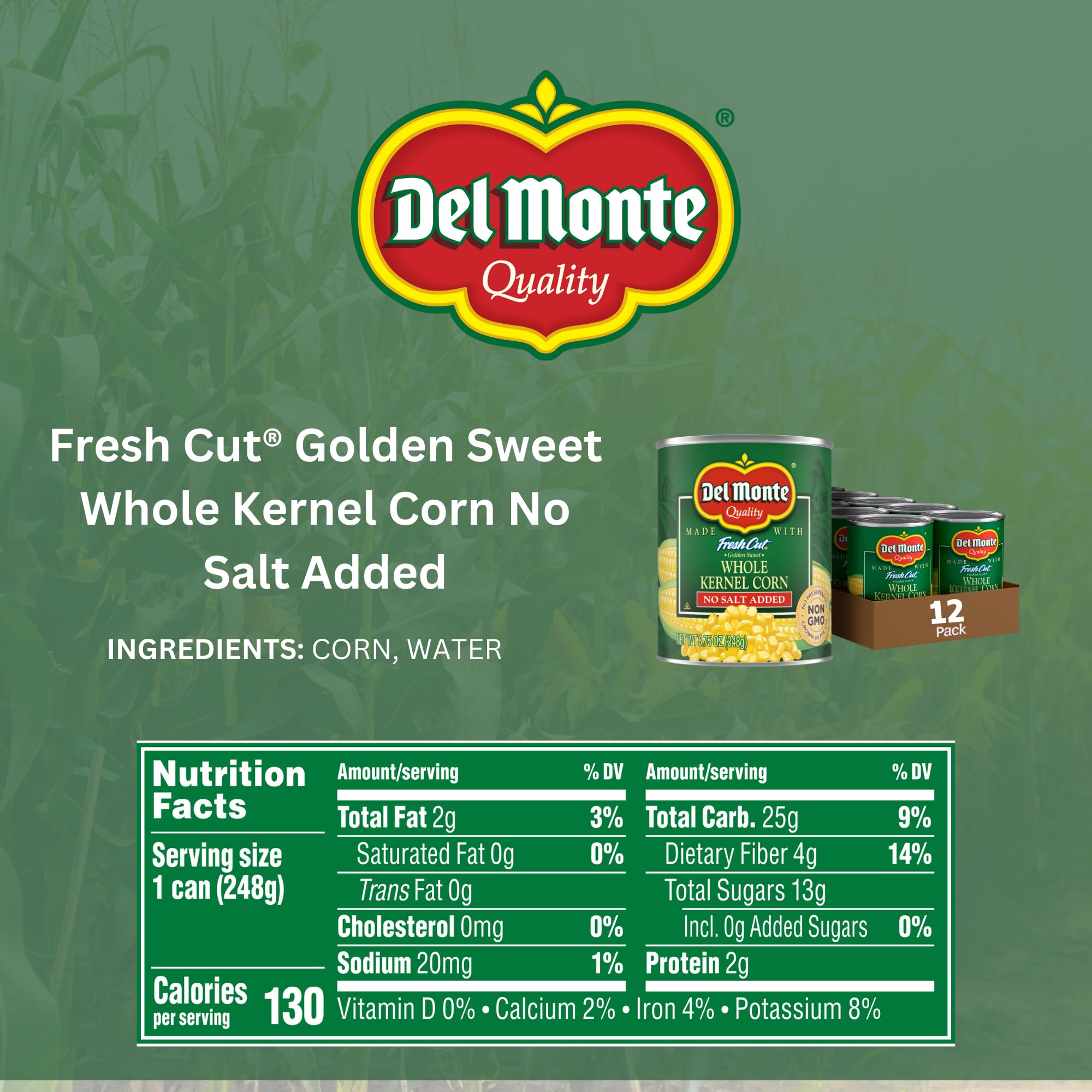 Del Monte primer plano de granos dorados que resaltan textura y frescura