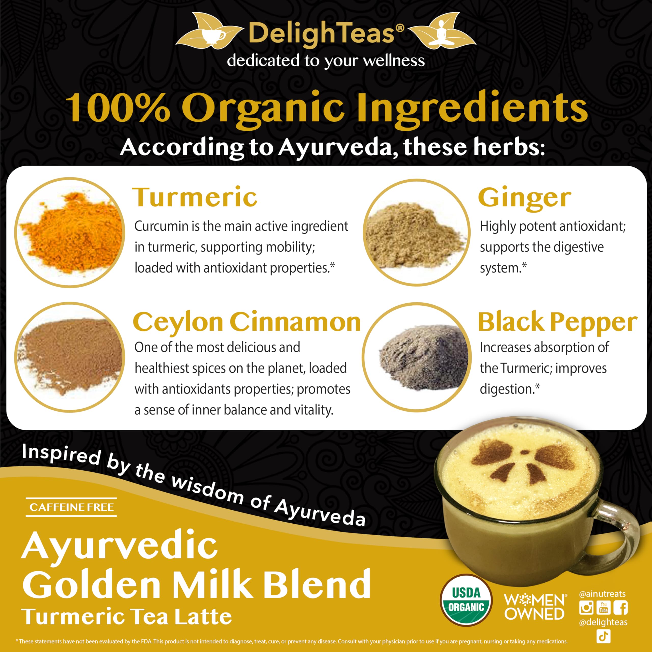 DelighTeas envase 5 oz junto a mano para referencia de tamaño