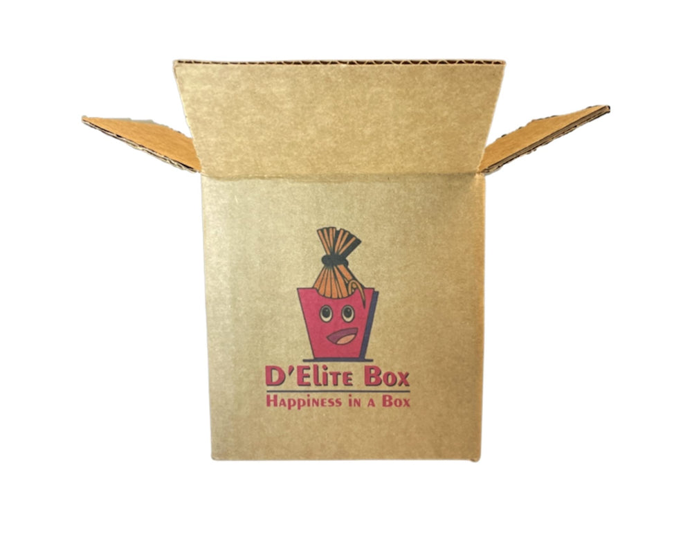 D'Elite Box caja regalo abierta con los seis sobres Crush, presentación atractiva para regalar