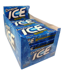 Dentyne Ice embalaje frontal mostrando cajas y frescura prolongada