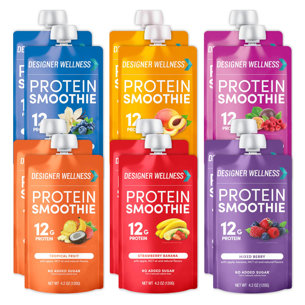 Designer Wellness vista frontal del empaque mostrando 12 pouches prácticos