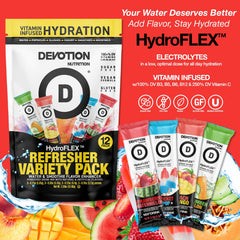 Devotion HydroFLEX primer plano del sobre mostrando textura y practicidad