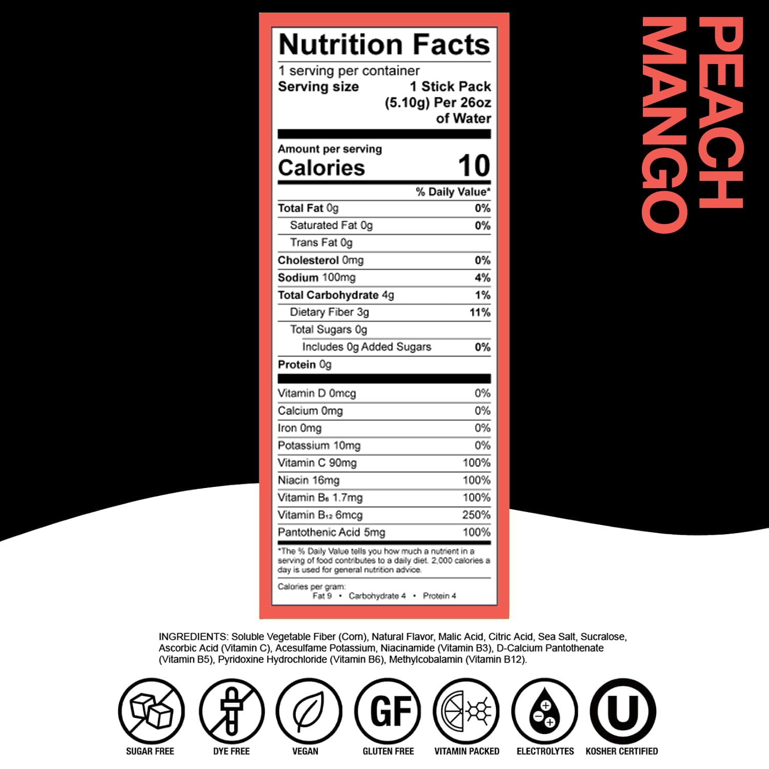 Devotion Nutrition polvo durazno-mango en primer plano, mezcla uniforme