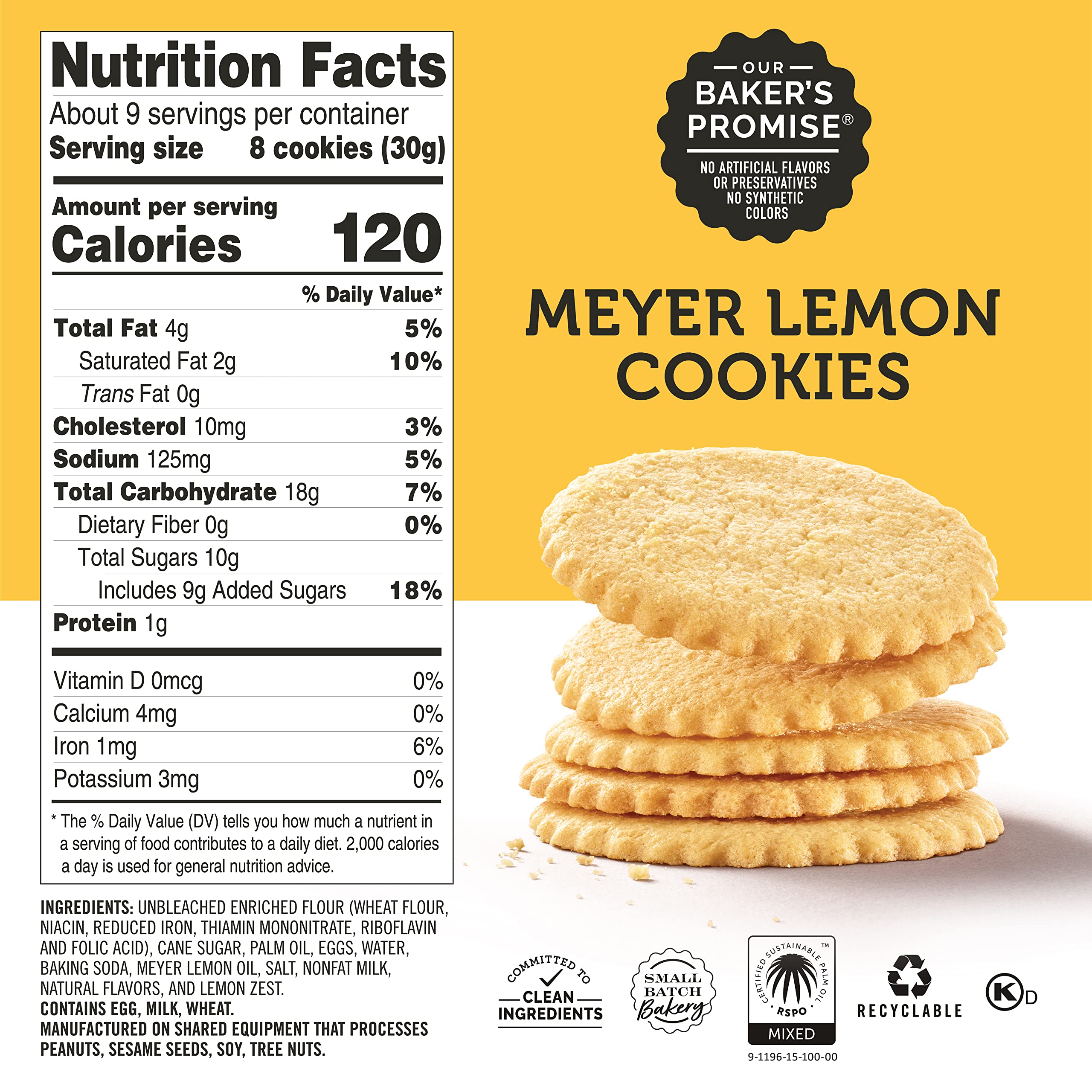 Dewey's Bakery etiqueta de ingredientes que destaca ausencia de aditivos