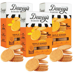 Dewey's Bakery frente del empaque mostrando pack triple y sabor