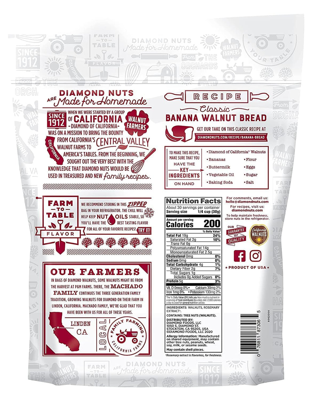 Diamond of California textura en primer plano de mitades crujientes