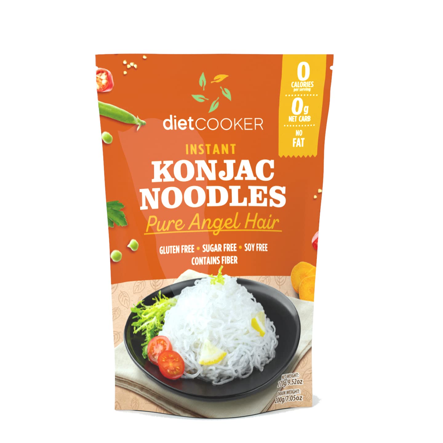 DIET COOKER etiqueta con ingredientes y información sin olor ni aditivos