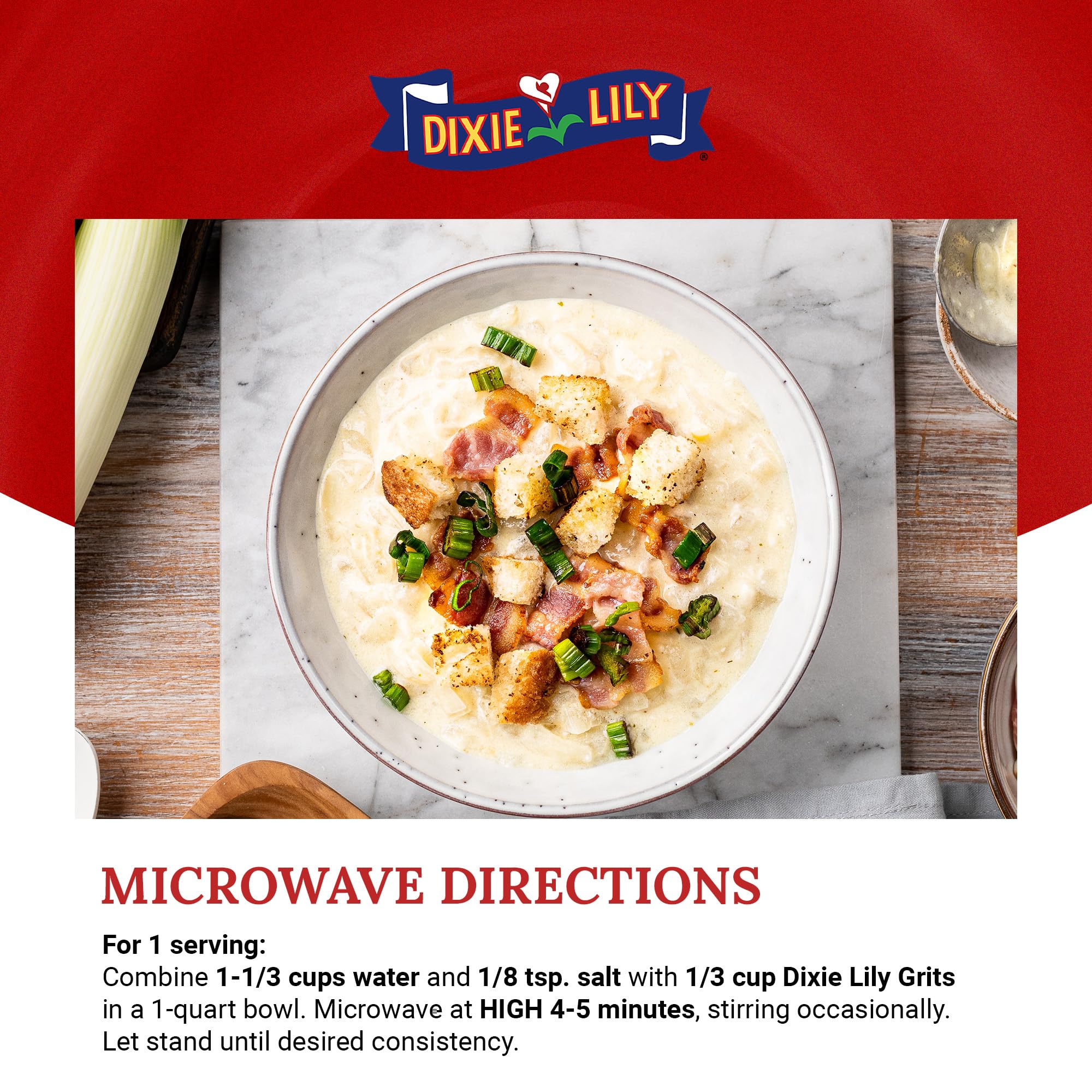 Dixie Lily plato preparado en cocina, versátil para recetas familiares