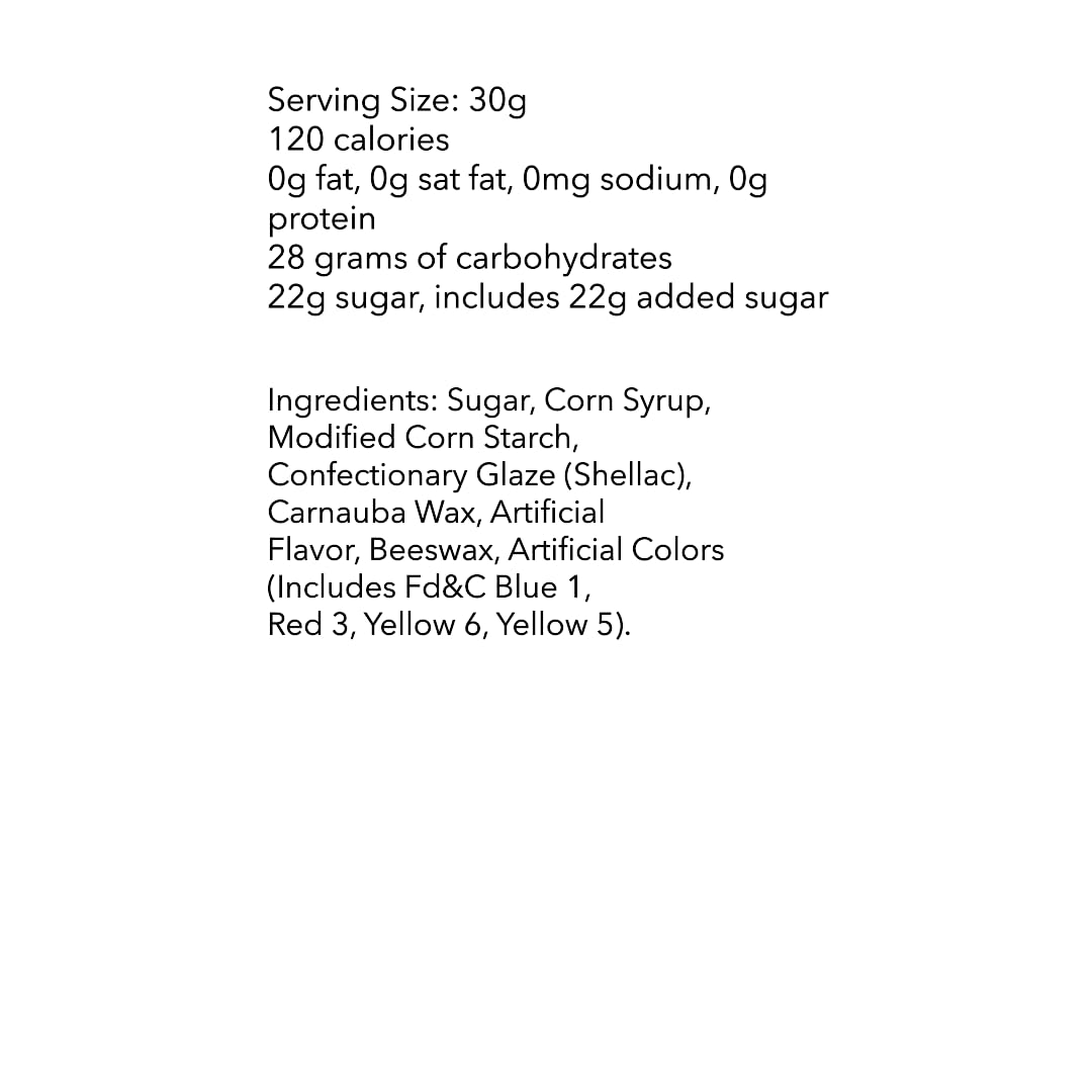 DM Sweets etiqueta del producto y contenido, claridad de información