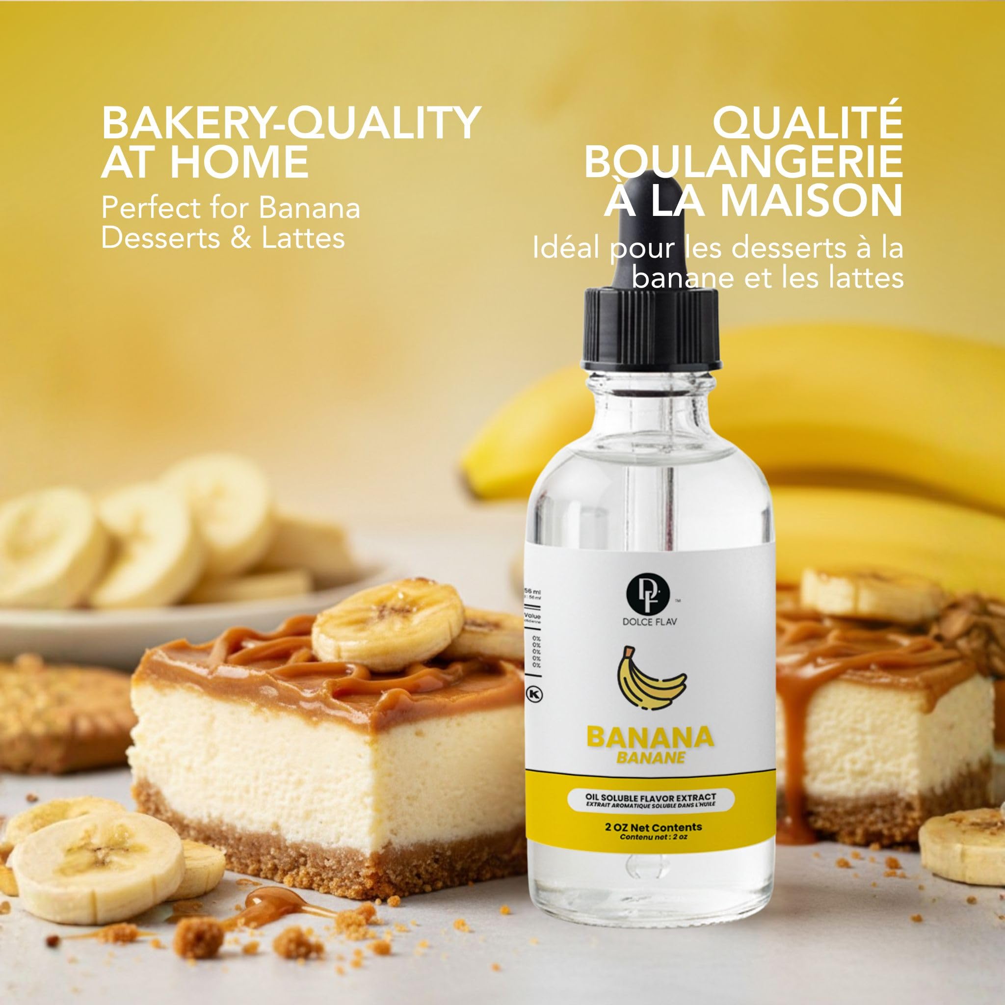 Dolce Flav comparativa de tamaño 2 oz junto a utensilios para visualizar escala práctica