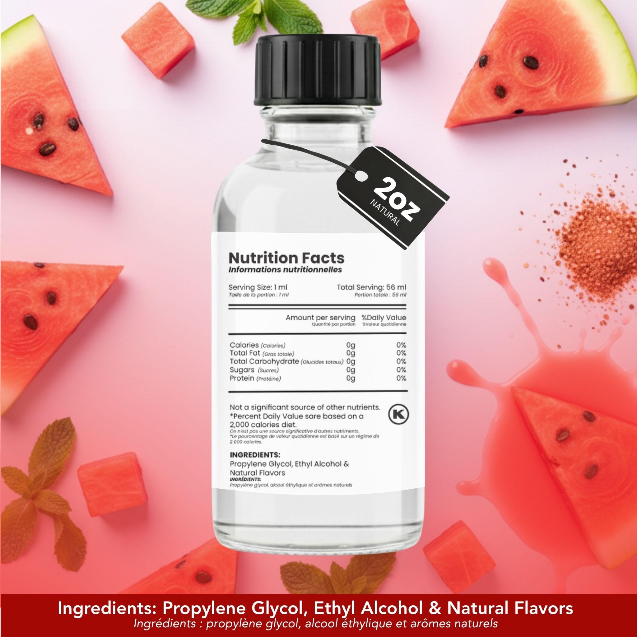 Detalle de la etiqueta Dolce Flav que destaca ingredientes naturales y Kosher