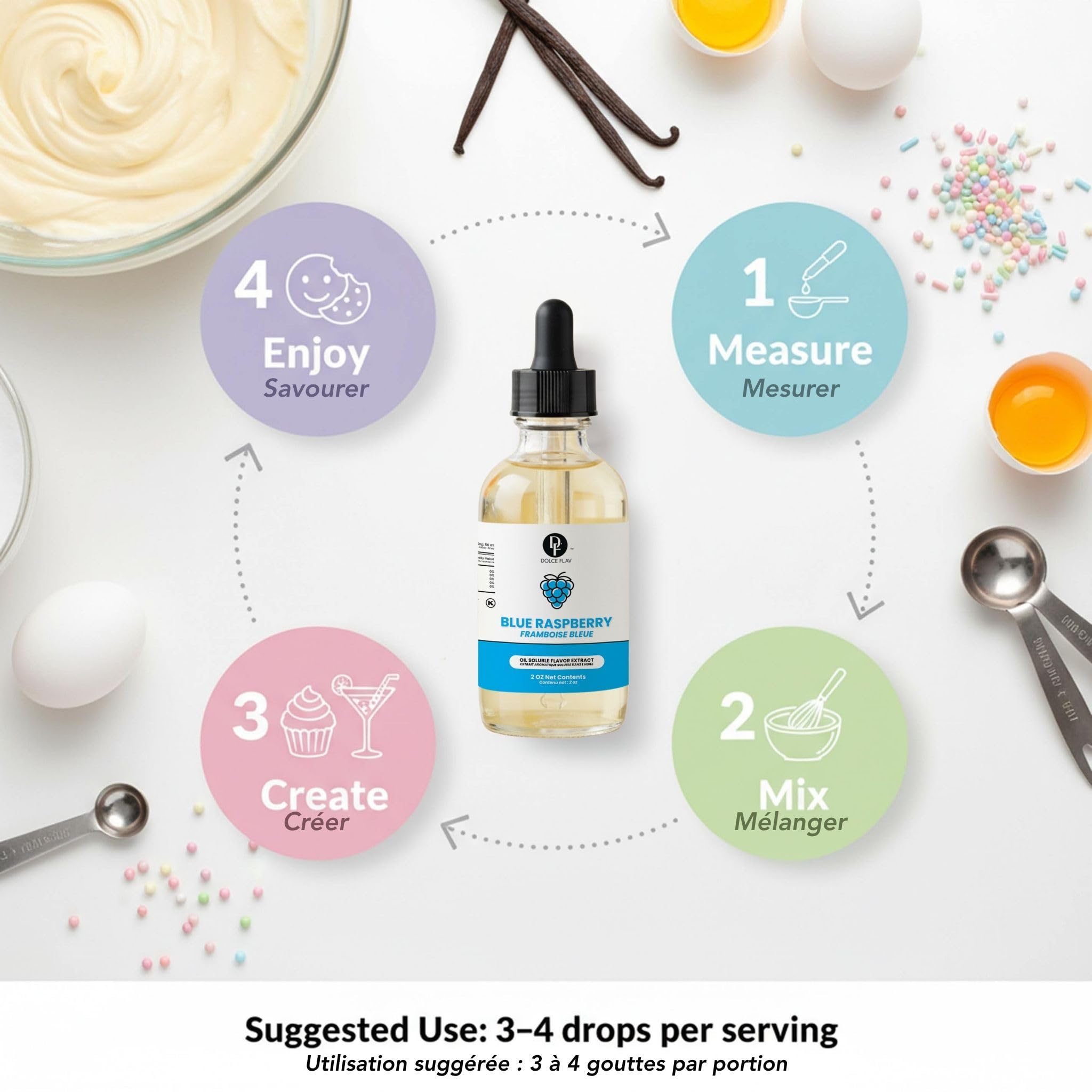 Dolce Flav etiqueta con ingredientes y sin azúcar, información clara y segura