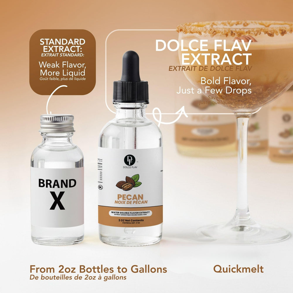 Dolce Flav glaseado cremoso aromatizado con extracto de pecan, acabado profesional