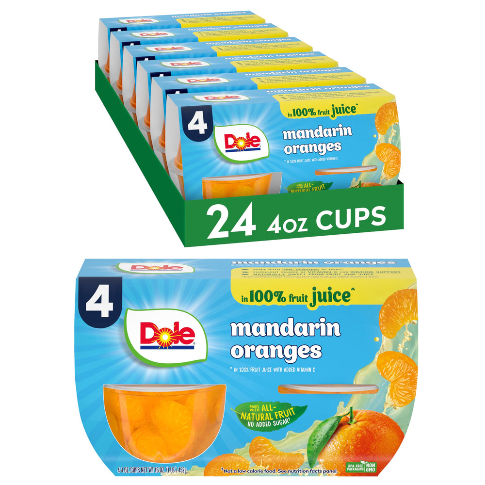 Dole frente del empaque mostrando pack de 24 vasos, conveniente para compras