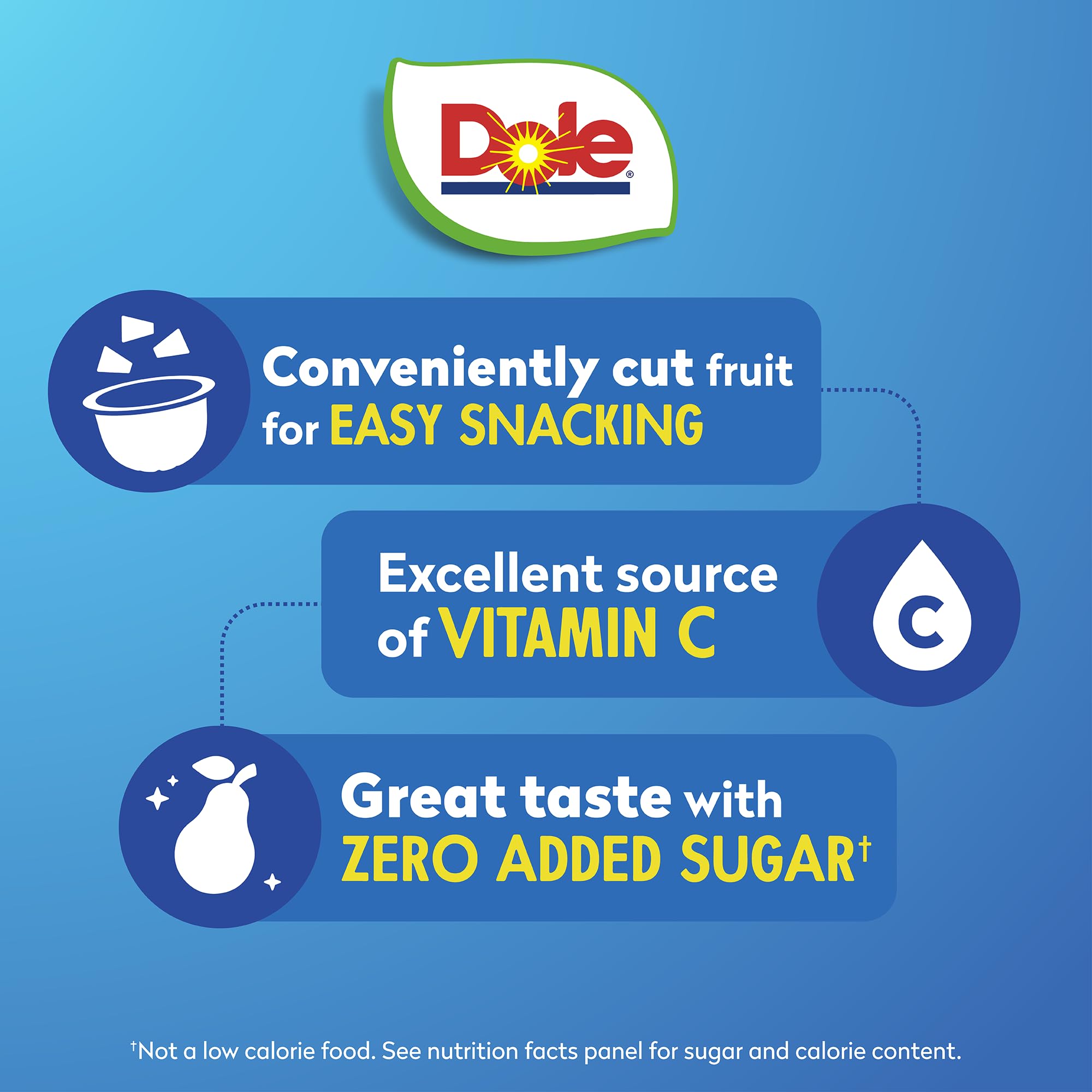 Dole textura de peras picadas en agua con aspecto jugoso y listo para comer