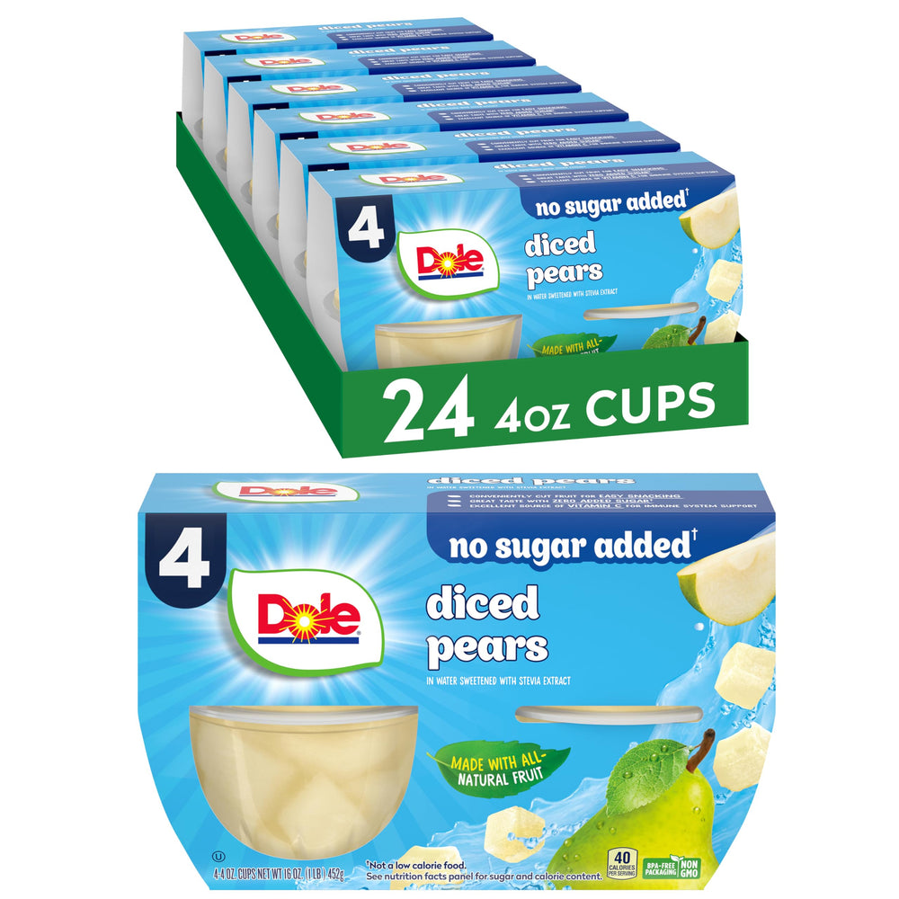 Dole envase frontal mostrando 24 tazas para despensa y conveniencia