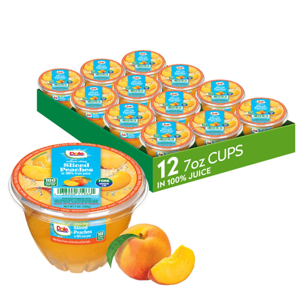 Dole vaso frontal con duraznos en jugo 100% listo para consumir