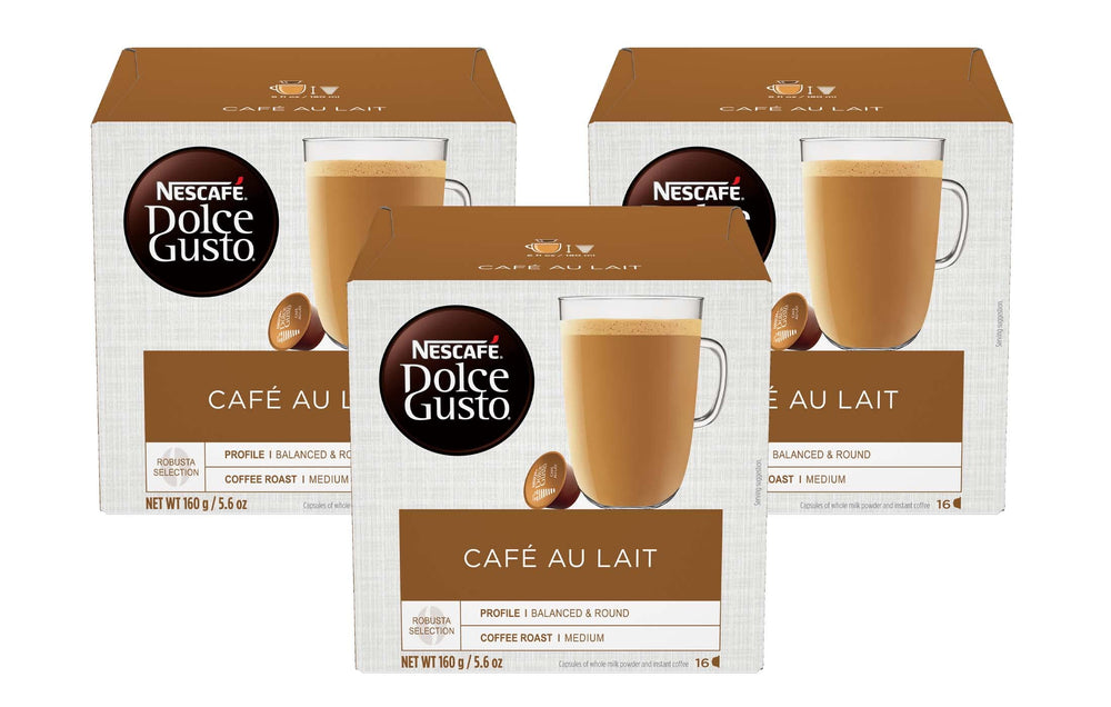 Nescafé Dolce Gusto frontal del embalaje mostrando caja y cápsulas, claro y práctico