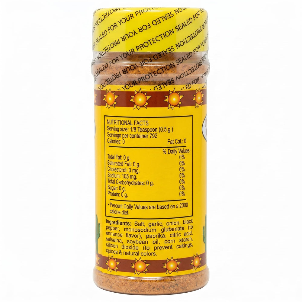 Don Sazon textura cercana de la mezcla de especias destacando color y beneficio aromático