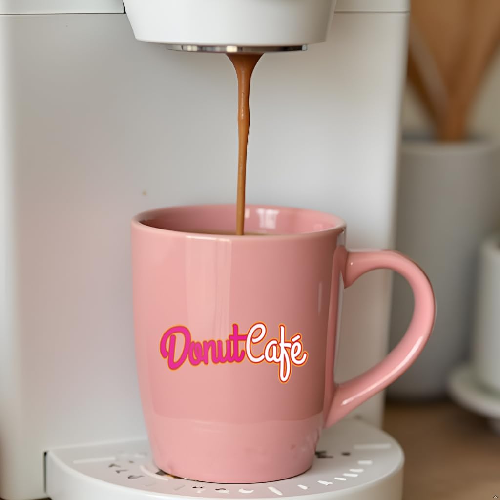 Donut Café paquete junto a taza para comparar tamaño y cantidad