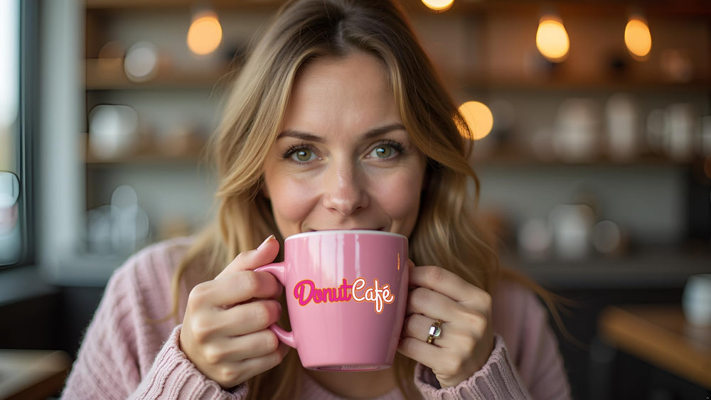 Donut Café etiqueta con certificaciones Non-GMO y kosher visibles