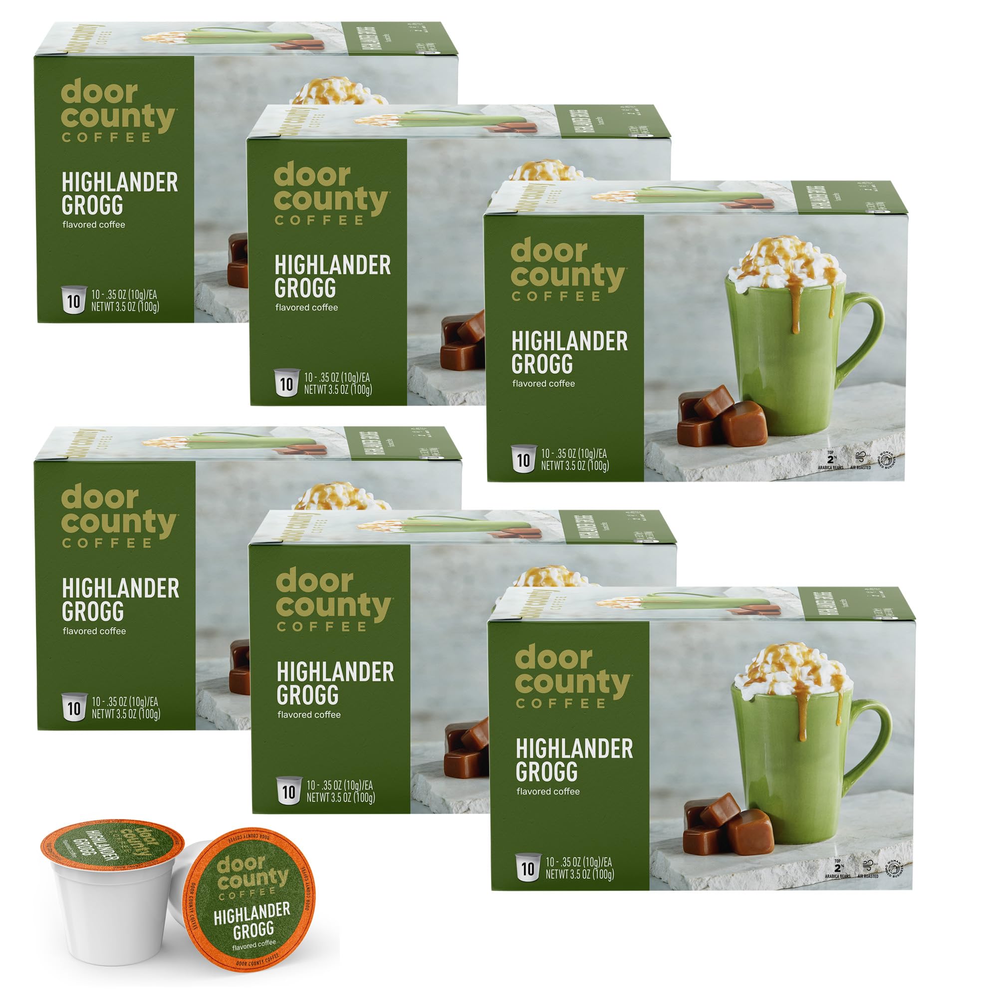 Door County Coffee caja 60 cápsulas frente mostrando marca y variedad