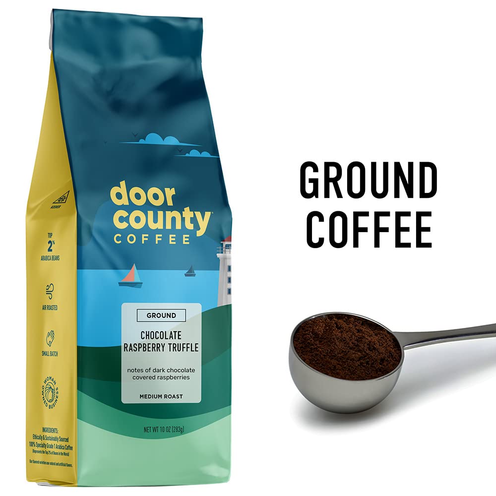 Door County primer plano del café molido, textura uniforme y sabor realzado