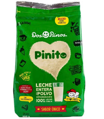 DOS PINOS Leche Pinito frente del envase, tamaño familiar y confianza