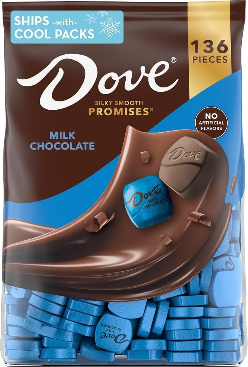 Dove bolsa frente mostrando 136 piezas y conveniencia para compartir