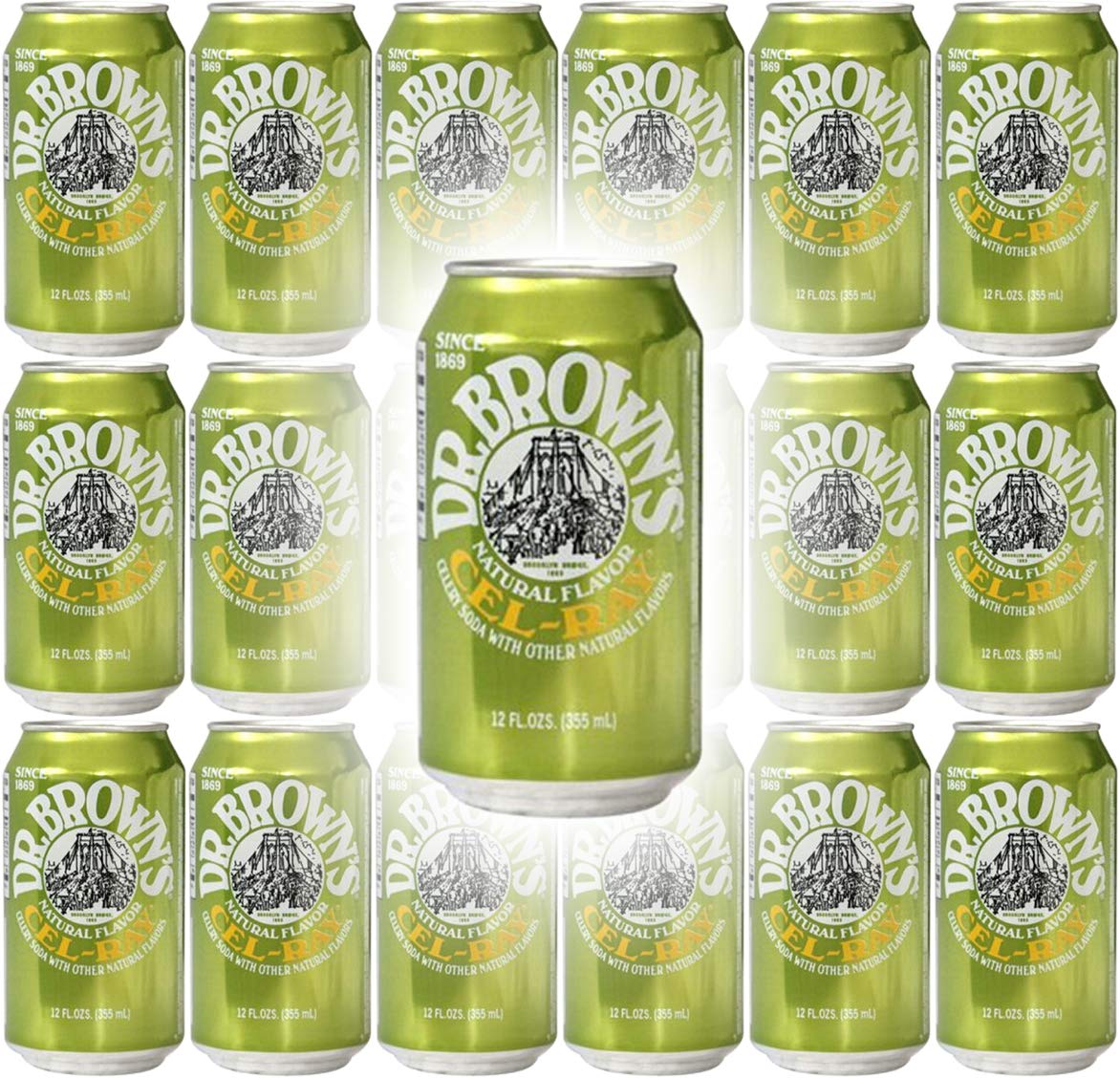 Dr. Brown's lata frente del pack mostrando 12 oz y beneficio de sabor clásico