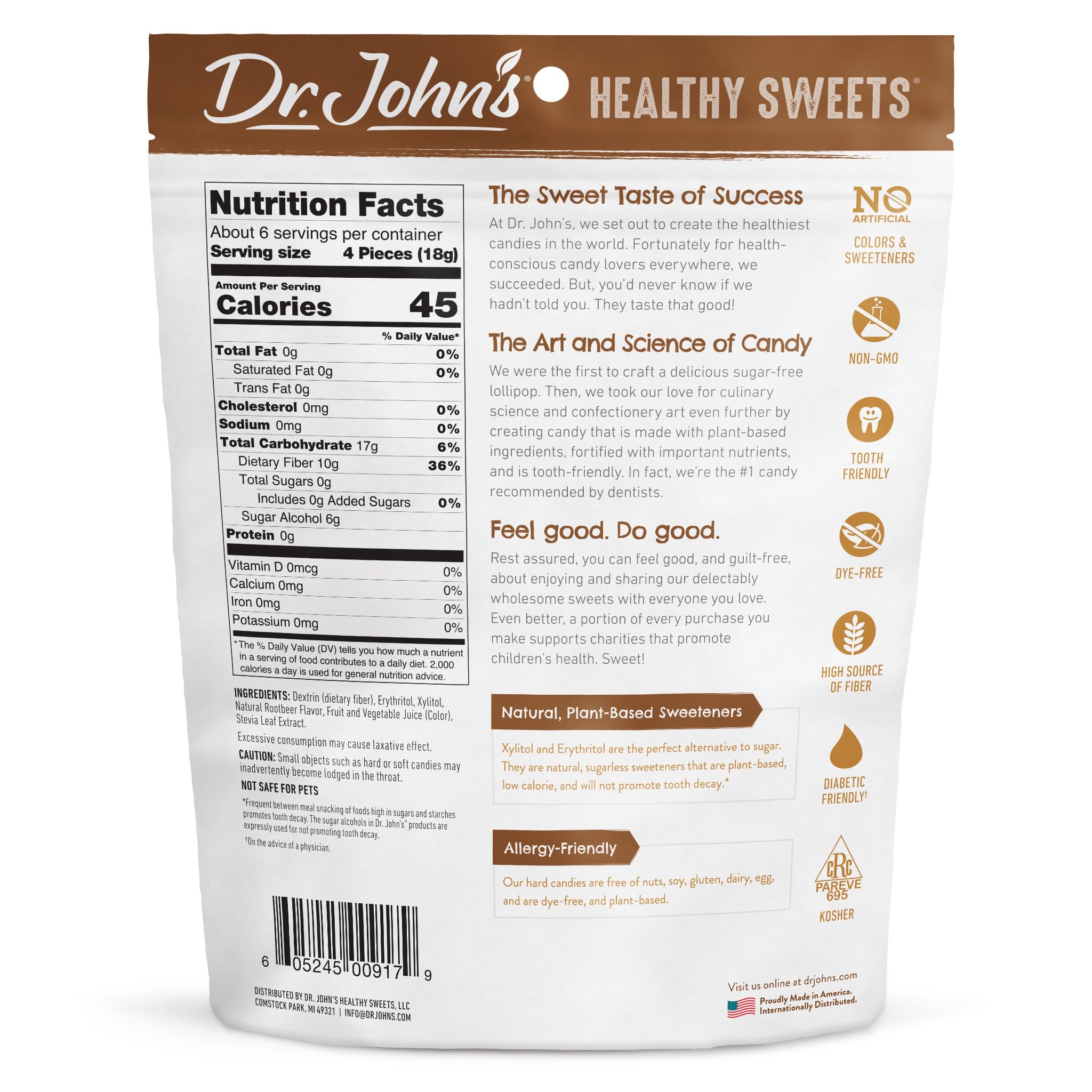 Dr. John's caramelo envuelto individualmente listo para compartir y mantener fresco