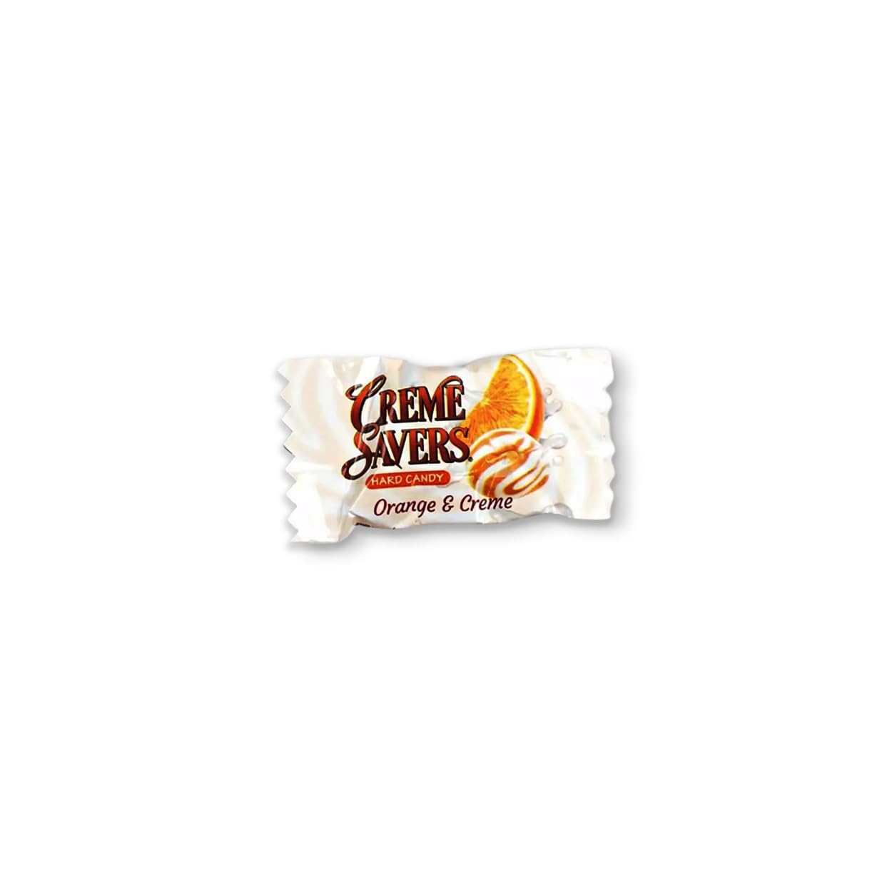 Dr. Variety primer plano del caramelo naranja y crema, detalle de textura y brillo apetitoso