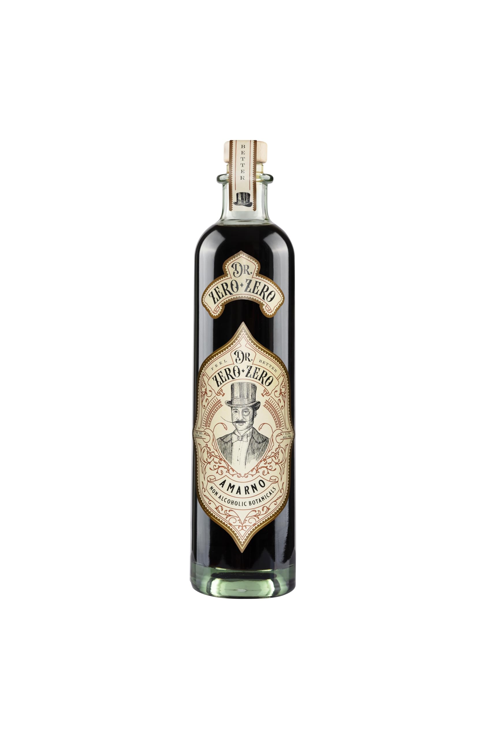 Dr Zero Zero botella frontal mostrando diseño y elegancia, ideal como digestivo sin alcohol