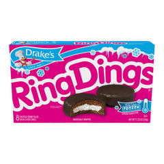 Drake's Ring Dings en empaques individuales, fácil porcionar y llevar