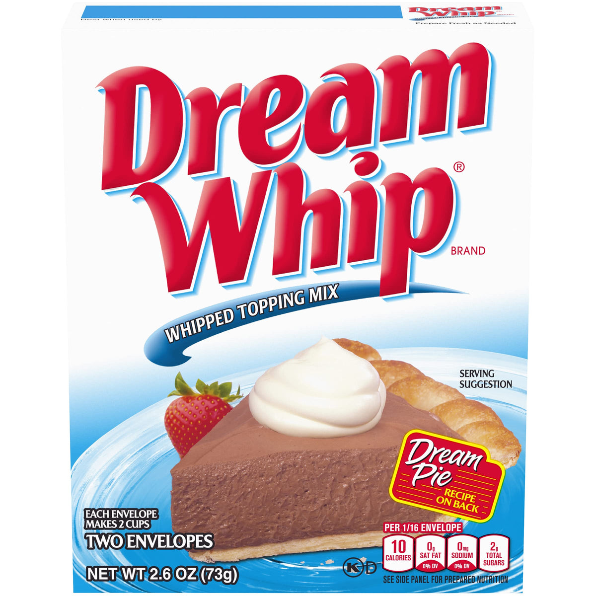 Dream Whip frente del empaque mostrando cantidad y presentación práctica