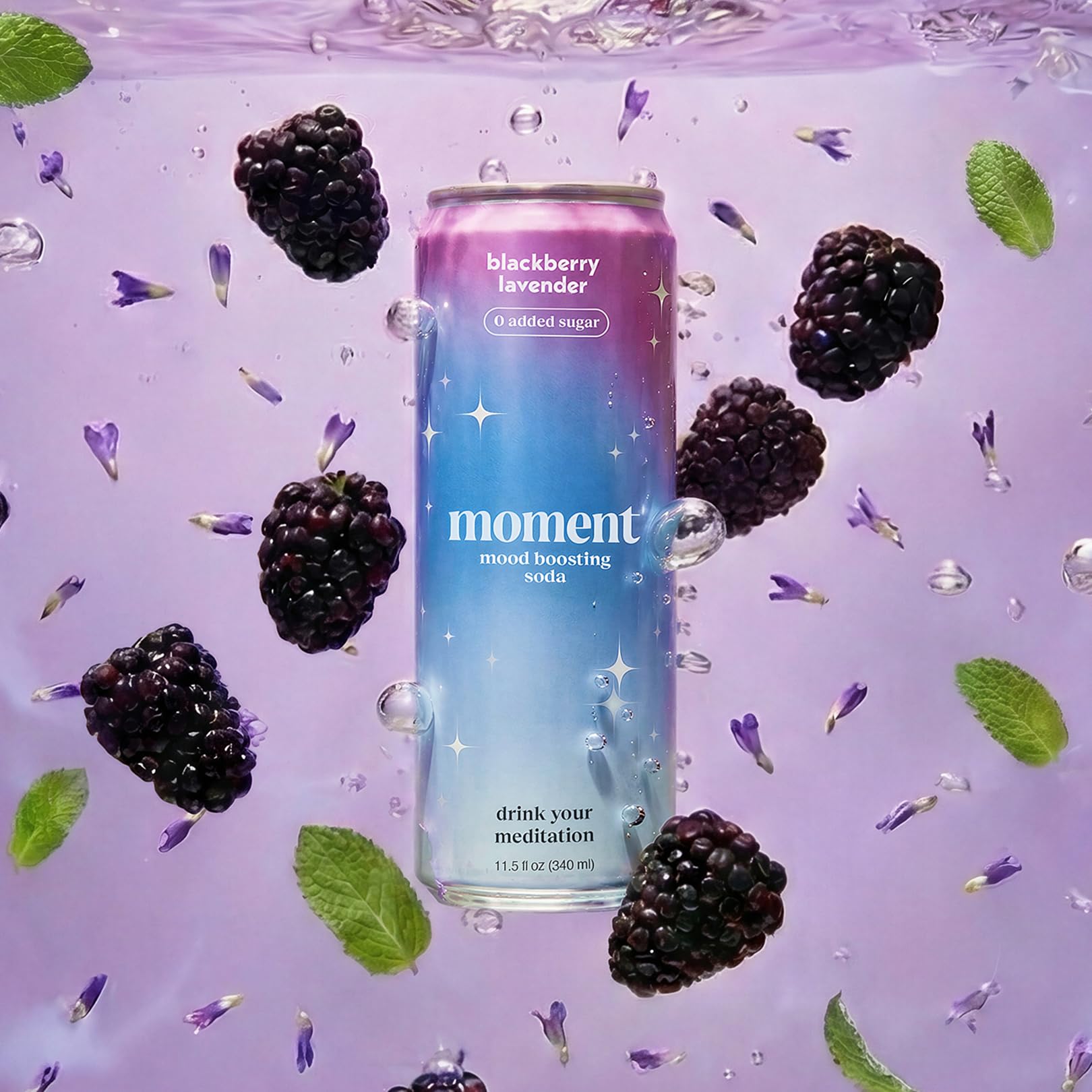 Drink Your Meditation etiqueta cercana mostrando ingredientes naturales