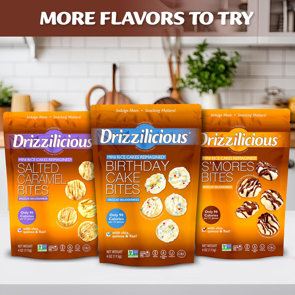 Drizzilicious snack en entorno de merienda con café mostrando uso diario práctico