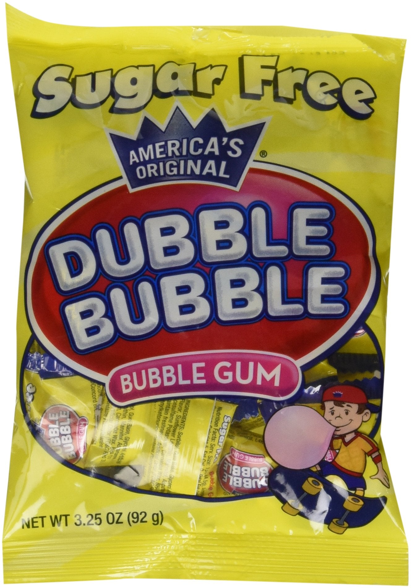 Dubble Bubble empaque frontal mostrando el logotipo y formato práctico
