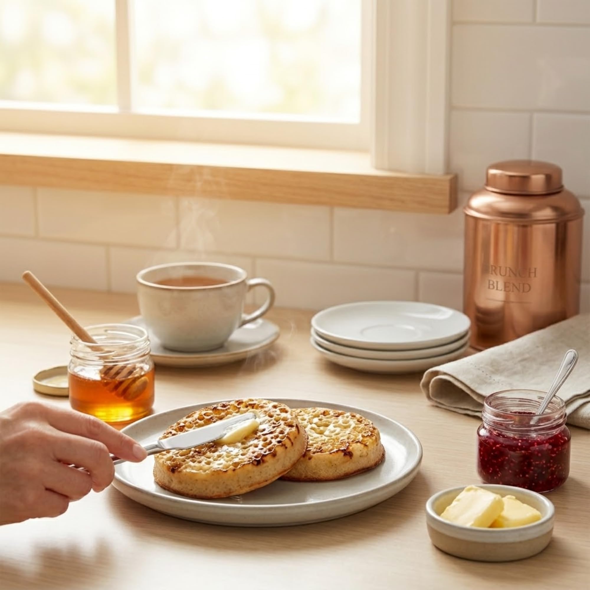 Duffy's crumpets etiqueta y detalle de ingredientes para confianza del comprador