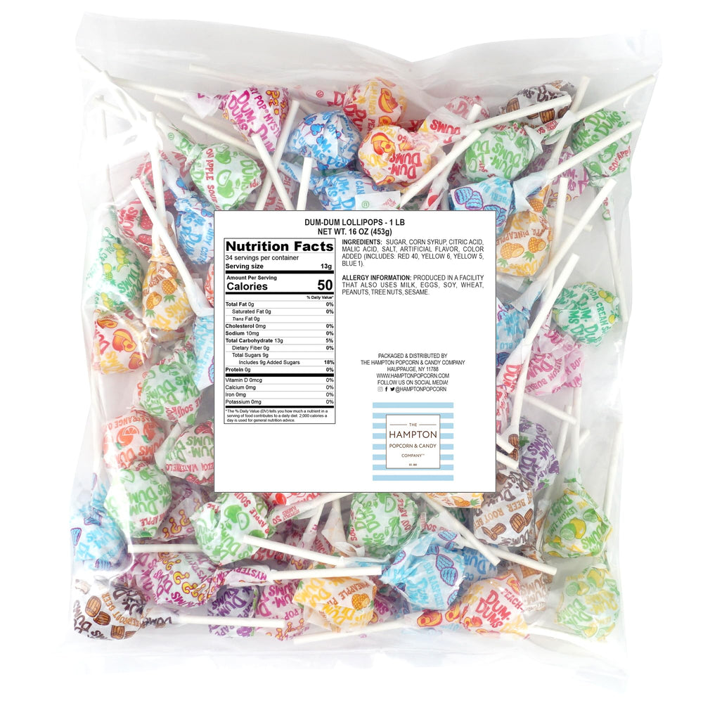 The Hampton Popcorn Company primer plano de piruleta envuelta con claridad