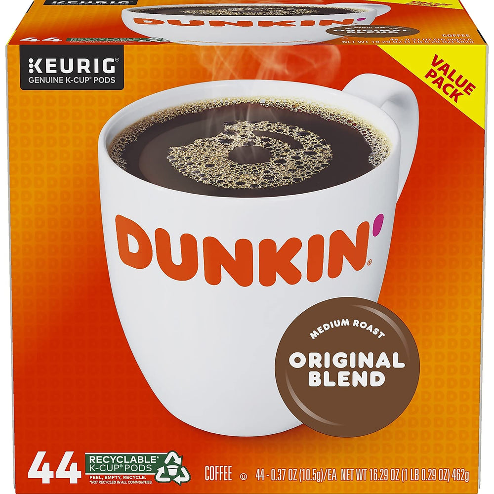Dunkin' K-Cup insertada en Keurig mostrando uso rápido y limpieza mínima