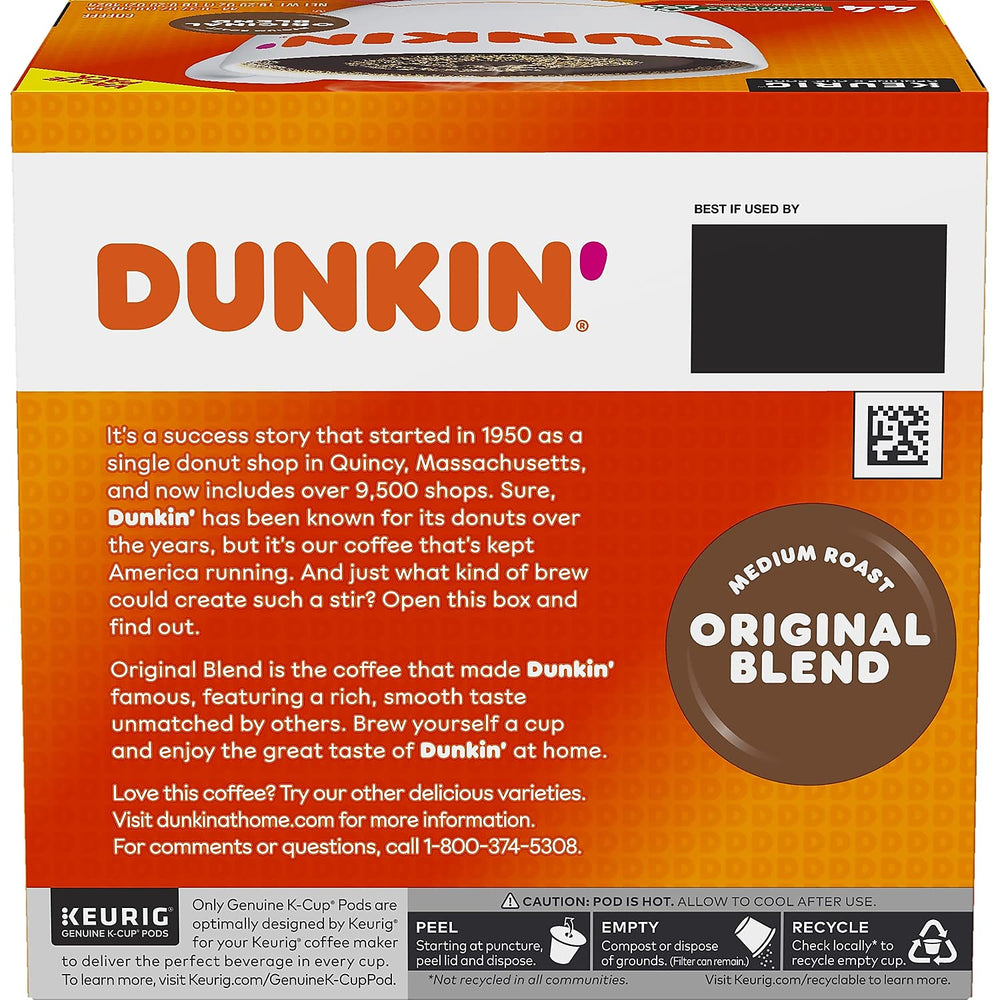 Dunkin' caja junto a tazas para comparar tamaño y cantidad práctica