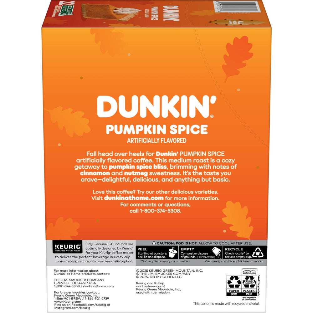 Dunkin' especias (canela y nuez moscada) junto a cápsulas sugiriendo perfil de sabor