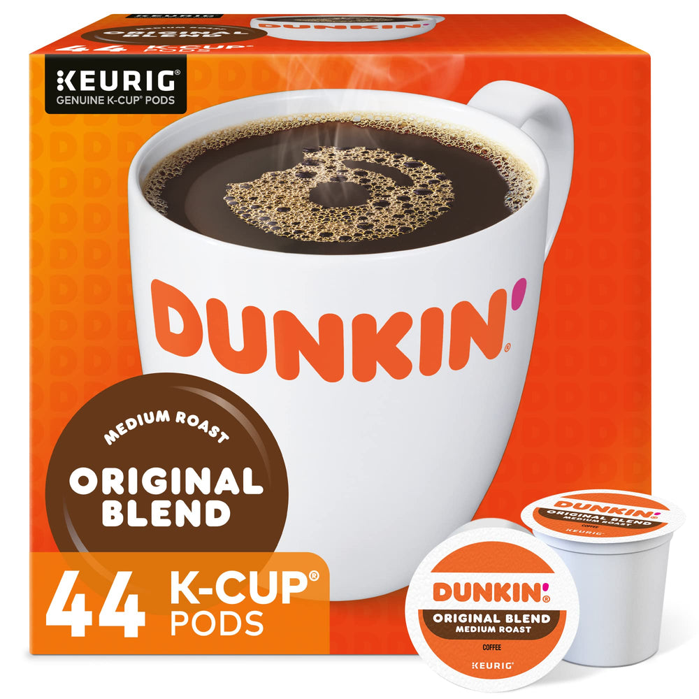Dunkin' caja frontal mostrando 44 cápsulas para almacenamiento y uso rápido