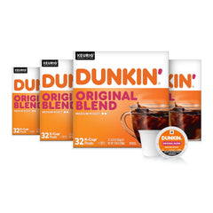Dunkin’ empaque frontal de 128 cápsulas K-Cup mostrando marca y cantidad